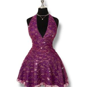 Edge Purple Floral Mini Dress